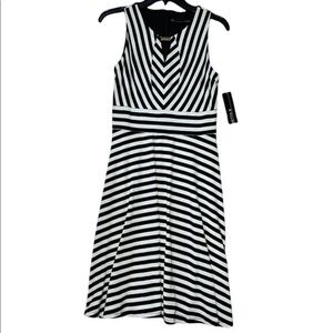 Chet’s B black & ivory striped dress size 6 NWTS​